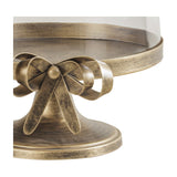 Antiqued Gold Bow Glass Dome Cake Stand