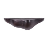 Libra Interiors bronze cast aluminium sculptural wall shelf with a contoured organic underside and lightly textured finish on a white background.