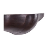 Libra Interiors cast aluminium sculptural wall shelf in bronze, shown in close-up with a softly contoured hollow form and lightly textured finish.