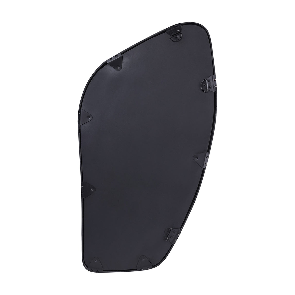 Rear view of the Libra Interiors Textured Cast Aluminium Organic Wall Mirror in bronze, showing the black backing and mounting brackets on a white background.
