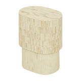 Tiered Bone Inlay Oval Side Table – Cream