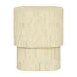 Tiered Bone Inlay Oval Side Table – Cream