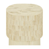 Tiered Bone Inlay Oval Side Table – Cream