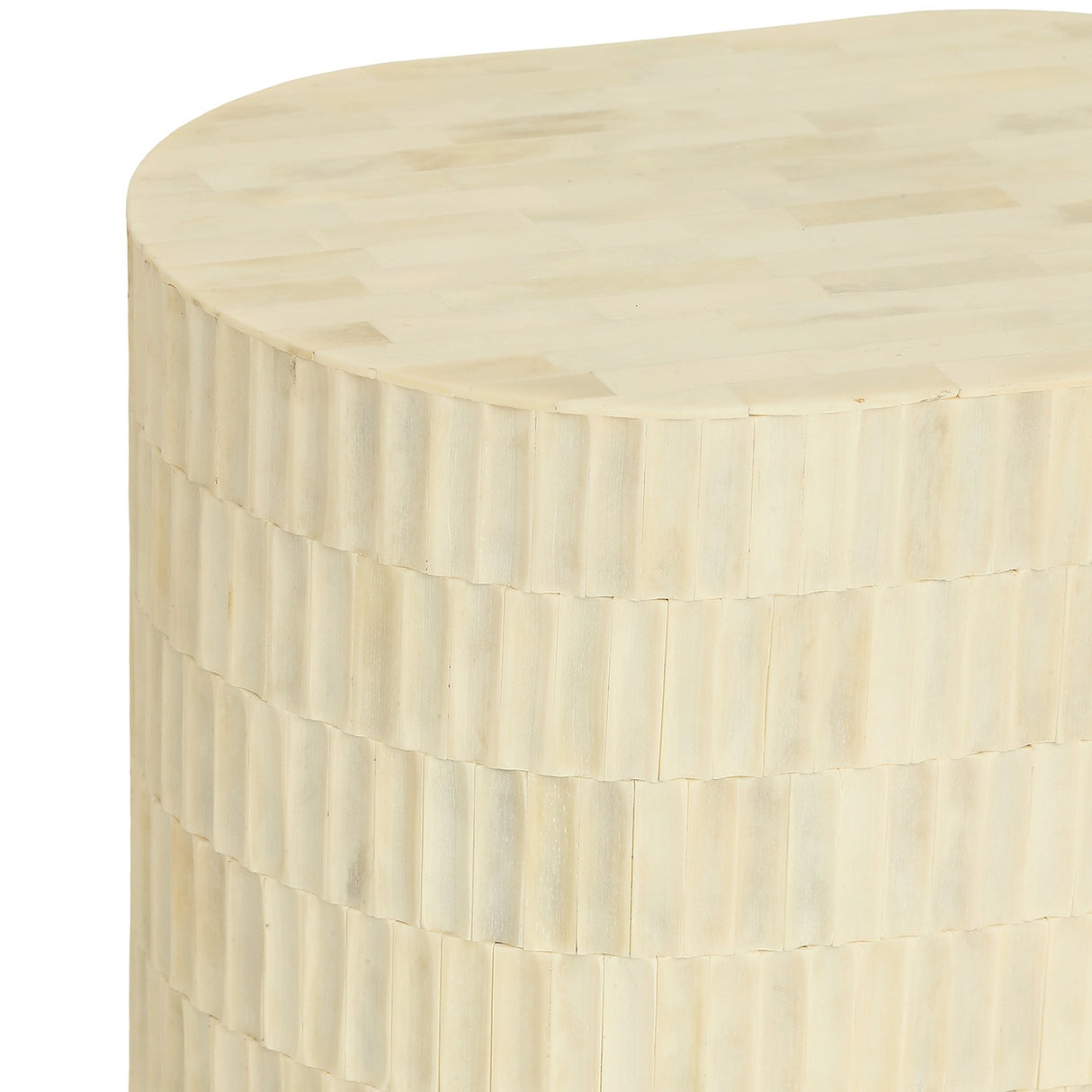 Tiered Bone Inlay Oval Side Table – Cream