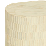 Tiered Bone Inlay Oval Side Table – Cream