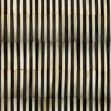 Close-up of the Libra Interiors Bone Inlay 2-Drawer Bedside Table showing the raised black and ivory bone inlay pattern in vertical stripes.