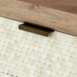 Scalloped Bone Inlay Mango Wood Chest of Drawers