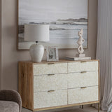 Scalloped Bone Inlay Mango Wood Chest of Drawers