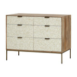 Scalloped Bone Inlay Mango Wood Chest of Drawers
