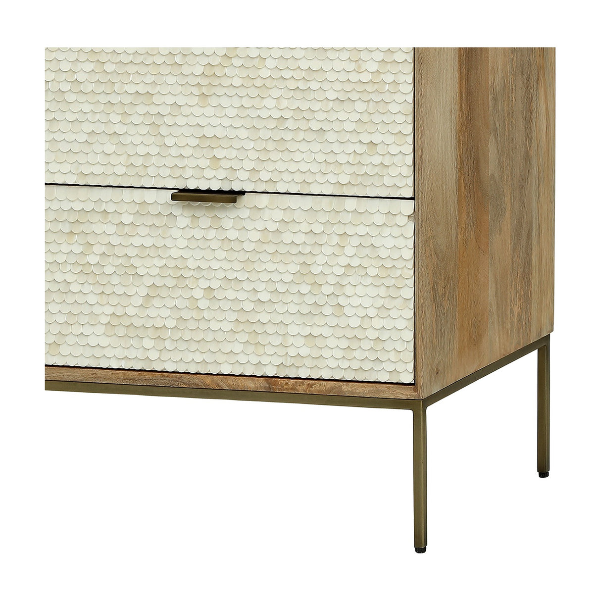 Scalloped Bone Inlay Mango Wood Chest of Drawers