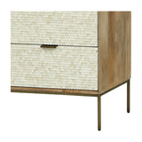 Scalloped Bone Inlay Mango Wood Chest of Drawers