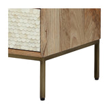 Scalloped Bone Inlay 2-Drawer Bedside Table – Cream
