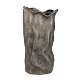 Woven-Effect Cast Aluminium Vase – Antique Brass