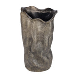Woven-Effect Cast Aluminium Vase – Antique Brass