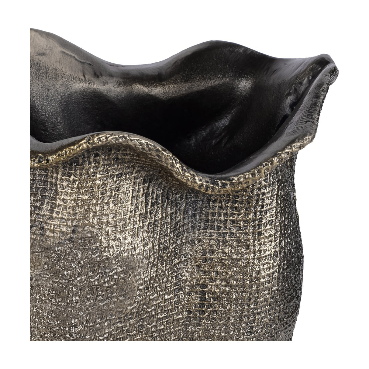 Woven-Effect Cast Aluminium Vase – Antique Brass