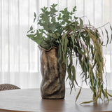 Woven-Effect Cast Aluminium Vase – Antique Brass
