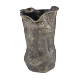 Woven-Effect Cast Aluminium Vase – Antique Brass