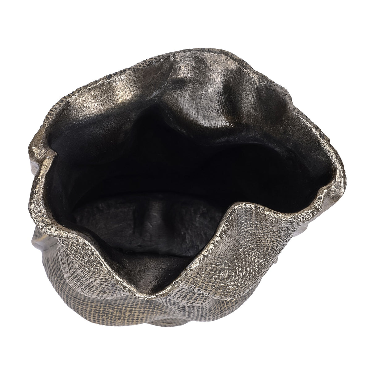 Woven-Effect Cast Aluminium Vase – Antique Brass