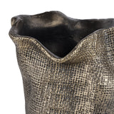 Woven-Effect Cast Aluminium Vase – Antique Brass