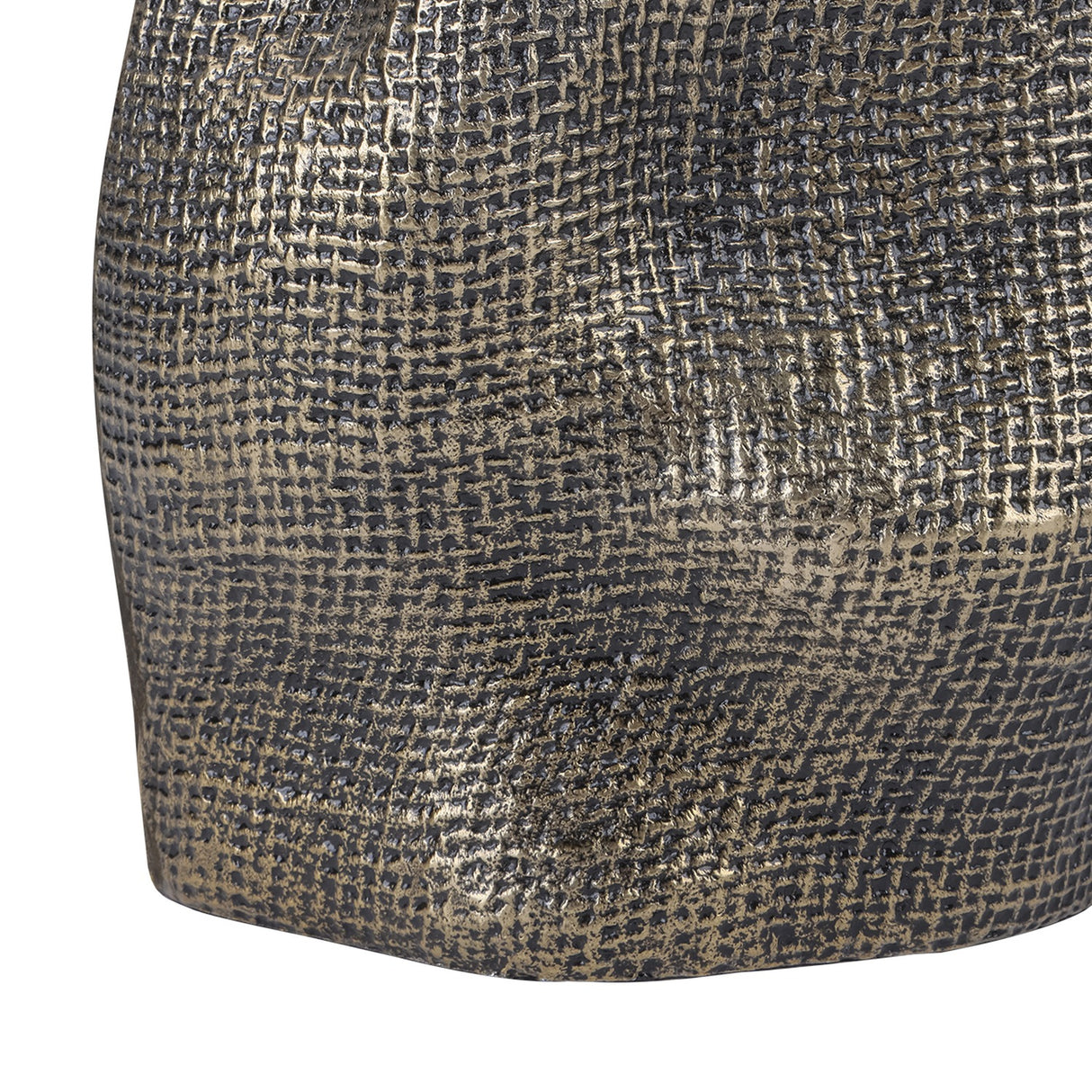 Woven-Effect Cast Aluminium Vase – Antique Brass