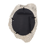 Rear view of the Libra Interiors Honeycomb cast aluminium wall mirror in gold, showing the black backing board with mounting brackets and hanging bars.