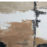 Libra Interiors hand embellished abstract canvas wall art in beige, cream, brown and black tones with textured painterly brushwork.