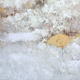 Libra Interiors Heavy Textured Gold Abstract Canvas Wall Art detail with cream, grey and brown tones and metallic gold accents on hessian texture.