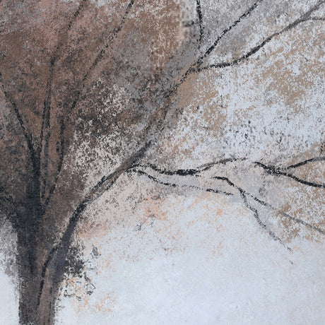 Textured Tree Framed Canvas Wall Art – Beige