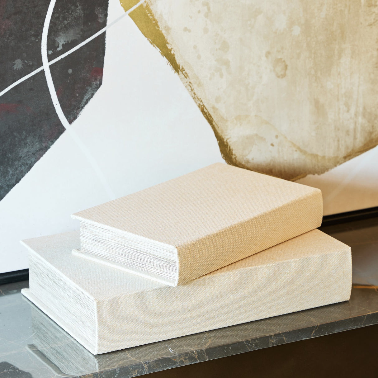 Linen Book-Style Storage Box – Beige