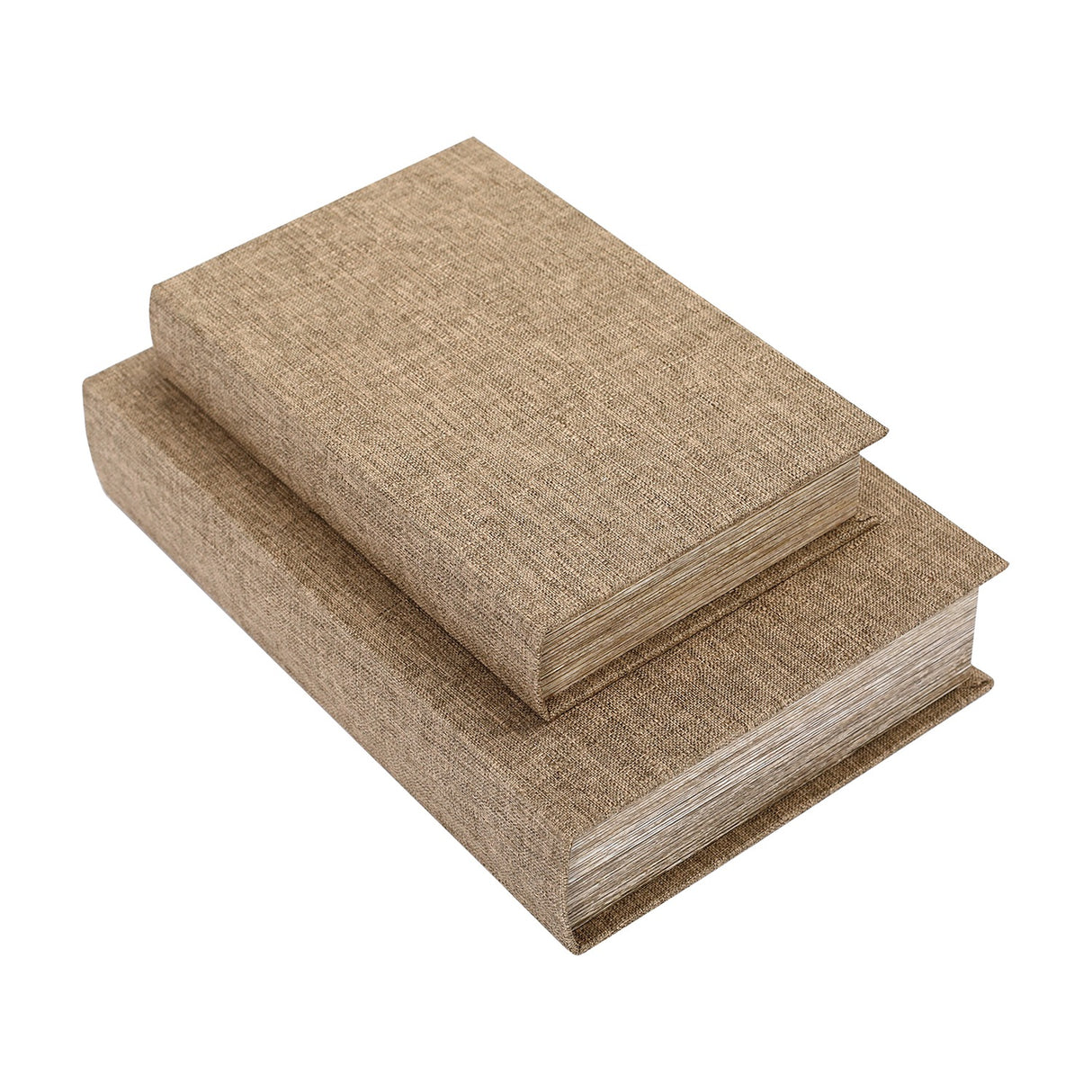 Linen Weave Book Box Set of 2 Storage Box – Beige