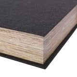 Close-up of Libra Interiors Book-Style Linen Storage Box in black, showing the woven linen cover and layered wood edge resembling book pages.