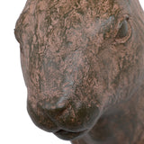 Close-up of Libra Interiors Rustic Weathered Hare Head Wall Art in brown, showing the textured resin muzzle and eye detail in a warm weathered finish.