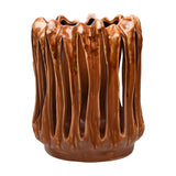Openwork Reactive Glaze Ceramic Vase – Brown