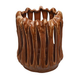 Openwork Reactive Glaze Ceramic Vase – Brown