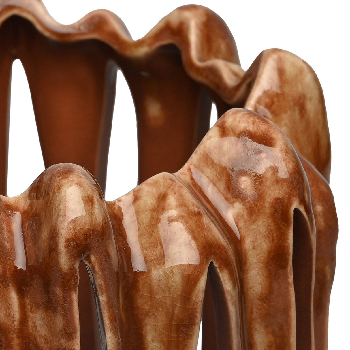 Openwork Reactive Glaze Ceramic Vase – Brown