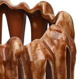 Openwork Reactive Glaze Ceramic Vase – Brown