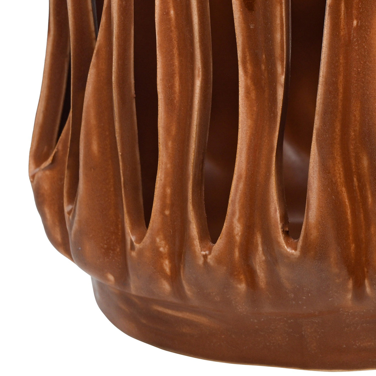 Openwork Reactive Glaze Ceramic Vase – Brown
