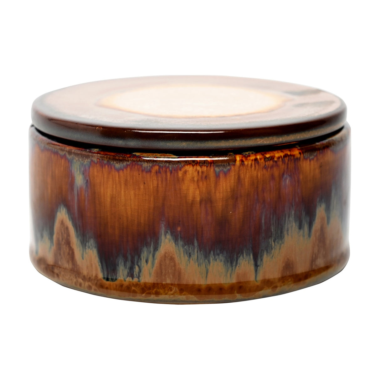 Reactive Glaze Ceramic Lidded Candle – Brown