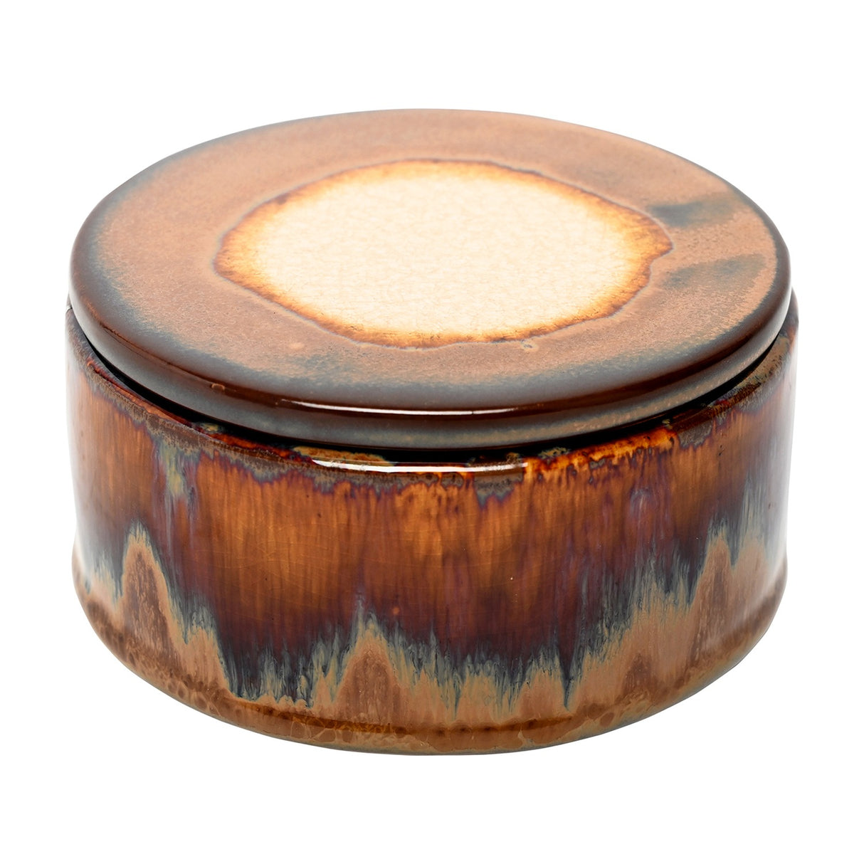 Reactive Glaze Ceramic Lidded Candle – Brown