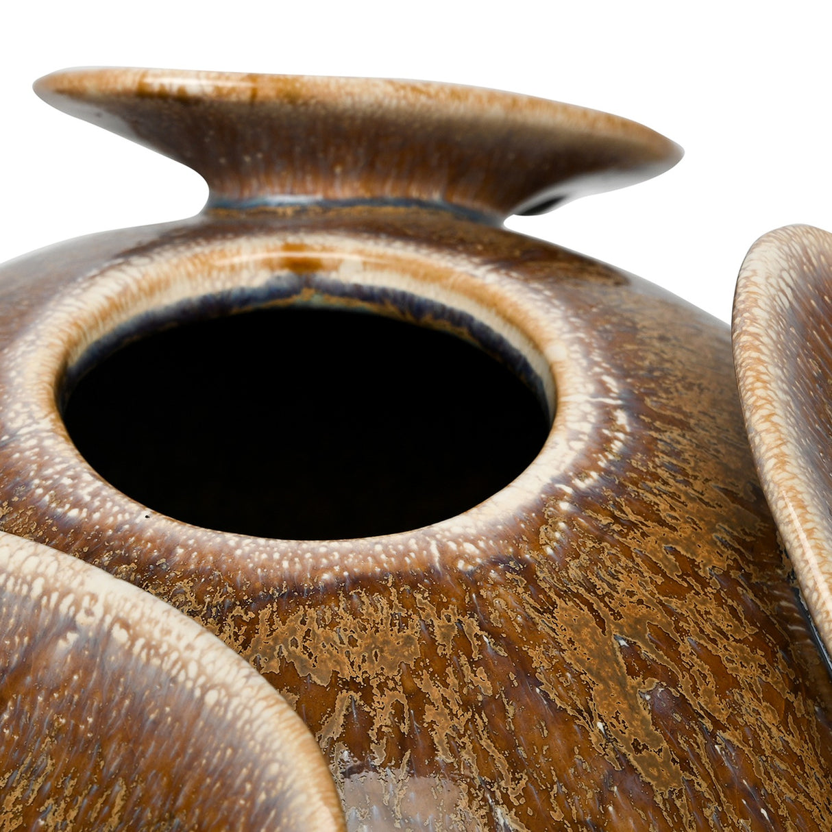 Reactive Glaze Ceramic Round Vase – Brown