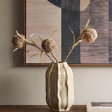 Ridged Reactive Glaze Ceramic Vase – Cream