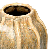 Ridged Reactive Glaze Ceramic Vase – Cream