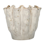 Ruffled Ceramic Reactive Glaze Vase – Cream