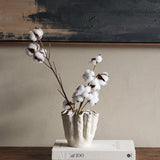 Ruffled Ceramic Reactive Glaze Vase – Cream