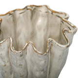 Ruffled Ceramic Reactive Glaze Vase – Cream