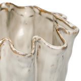 Ruffled Ceramic Reactive Glaze Vase – Cream