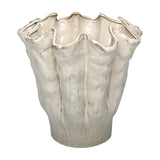 Wavy Rim Reactive Glaze Ceramic Vase – Cream