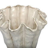 Wavy Rim Reactive Glaze Ceramic Vase – Cream