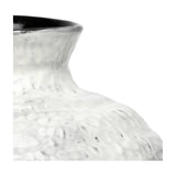 Close-up of Libra Interiors Textured Glaze Wash ceramic vase showing the flared neck, rippled white exterior and contrasting dark glazed interior.