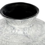 Textured Ceramic Round Glazed Vase – White